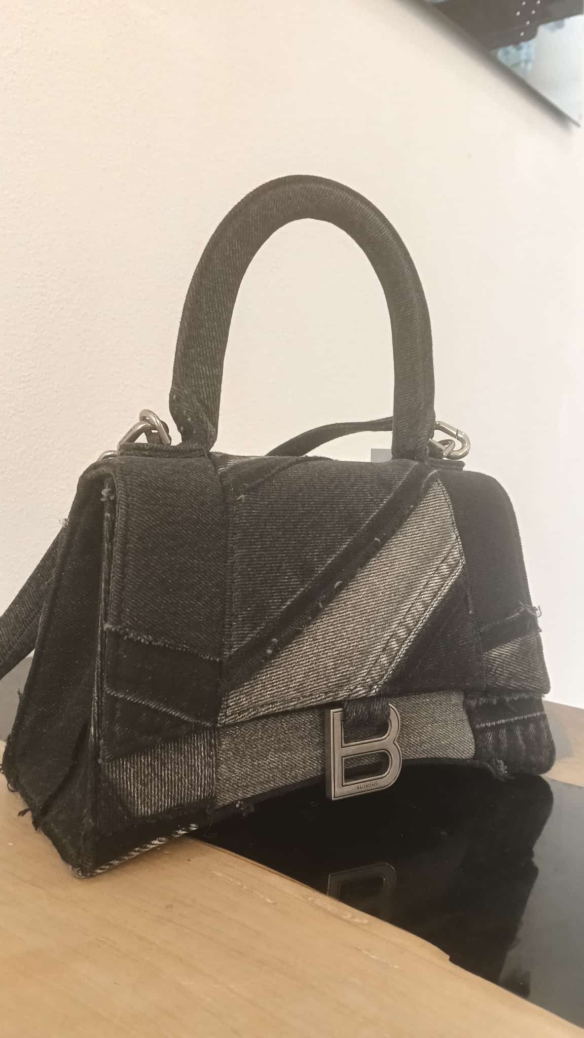 Balenciaga hourglass patchwork denim small