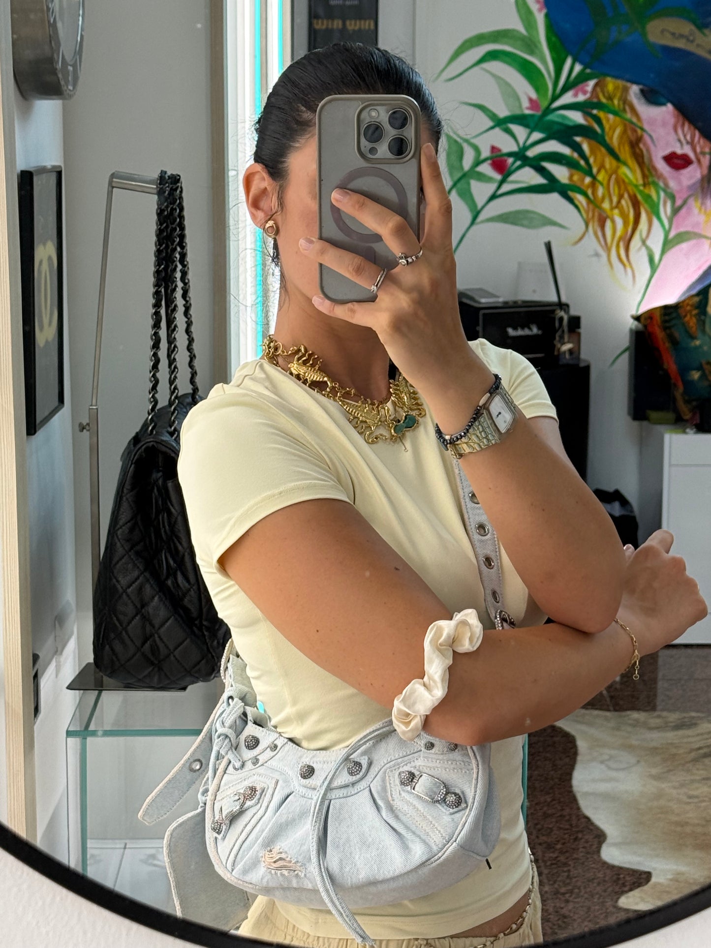 Balenciaga cagole XS denim e cristalli s/s 2023