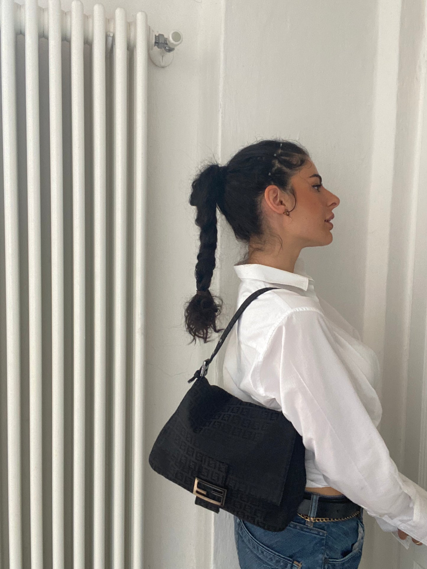 Fendi mom baguette zucchini black