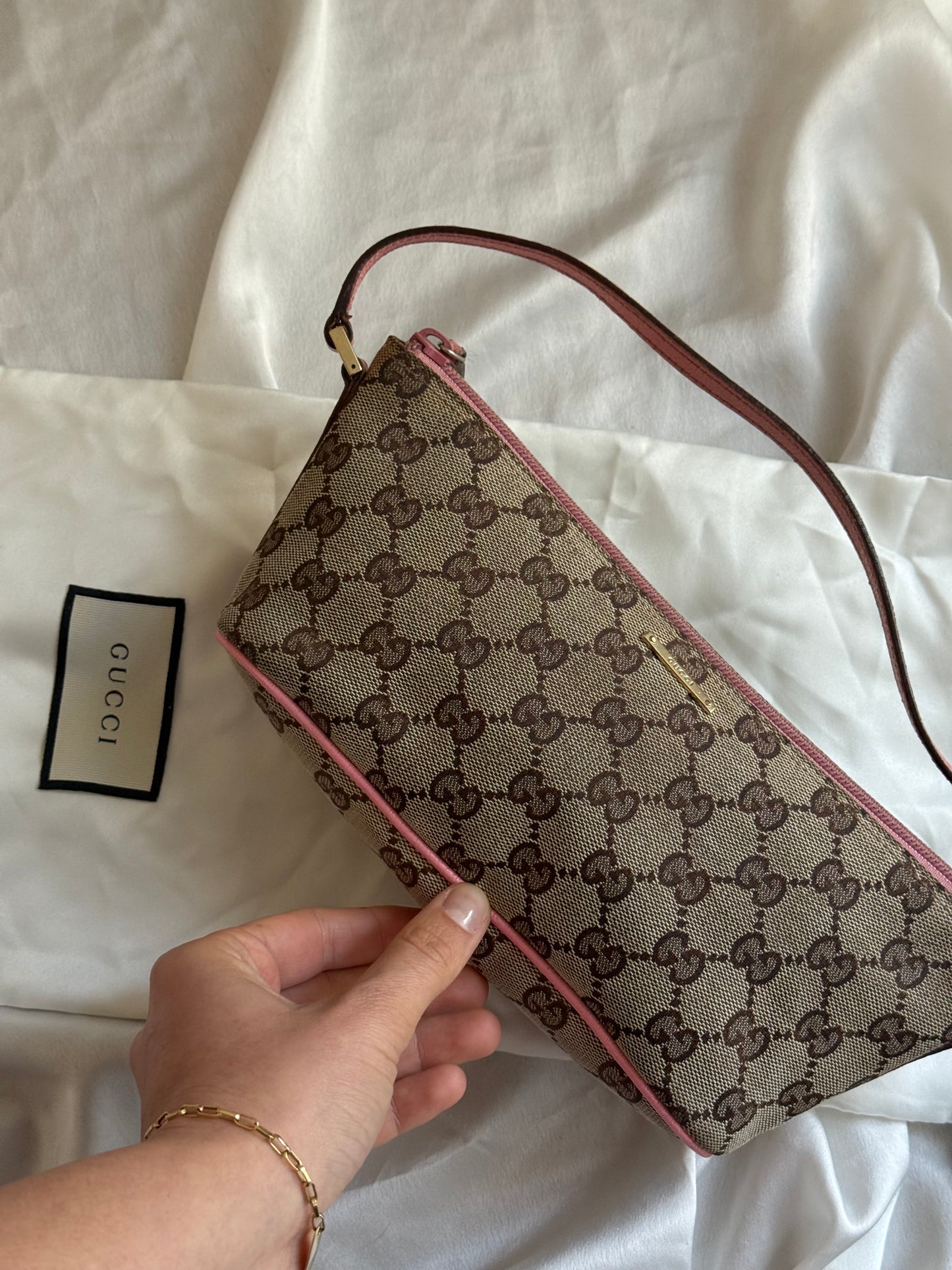 Gucci boat monogram marrone e rosa