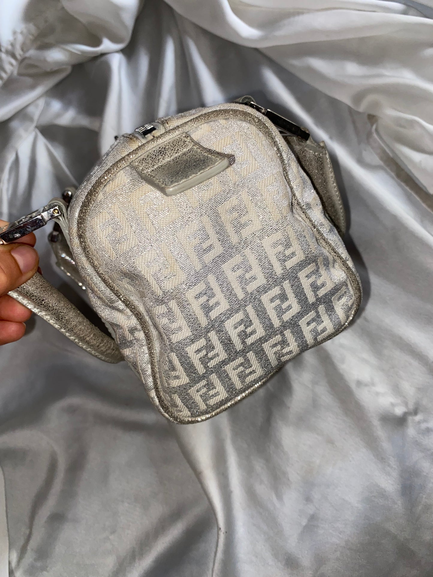 Fendi mini monogram zucchini bag in silver