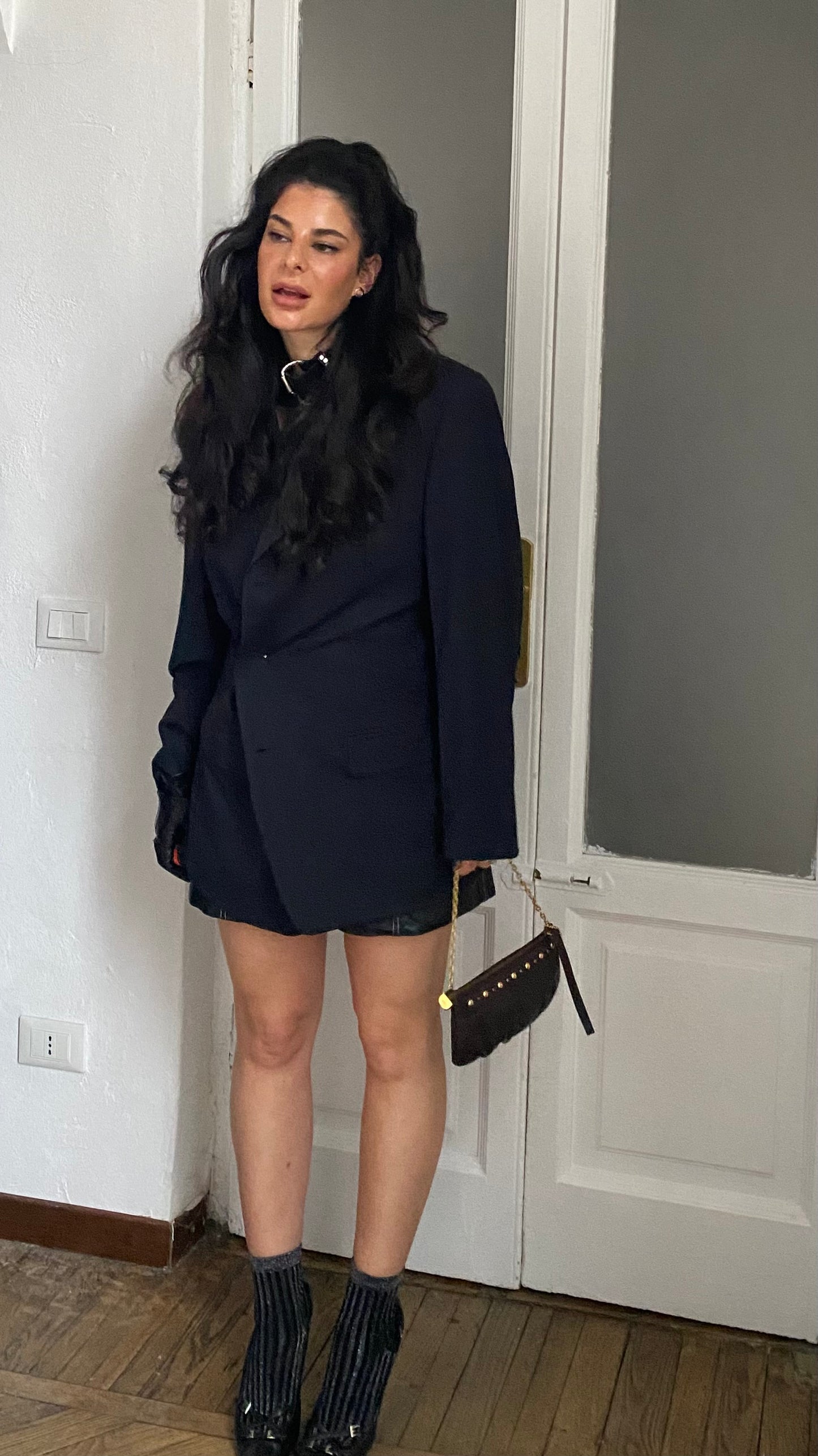 Gucci black monogram web clutch
