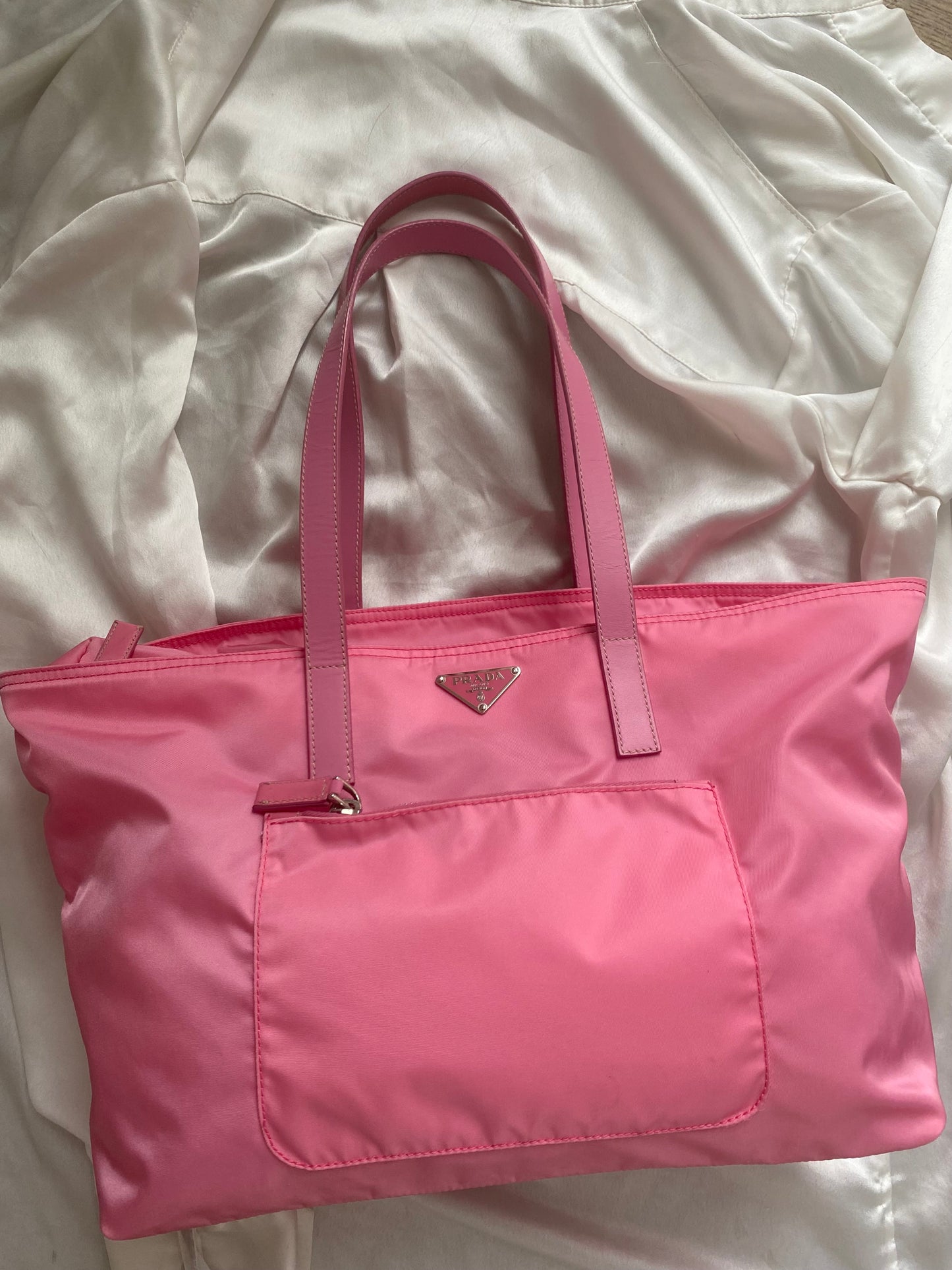 Prada pink nylon tote