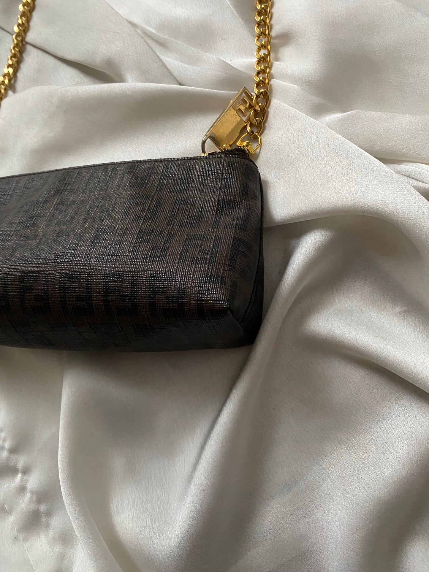 Fendi mini clutch bag zucchini monogram brown