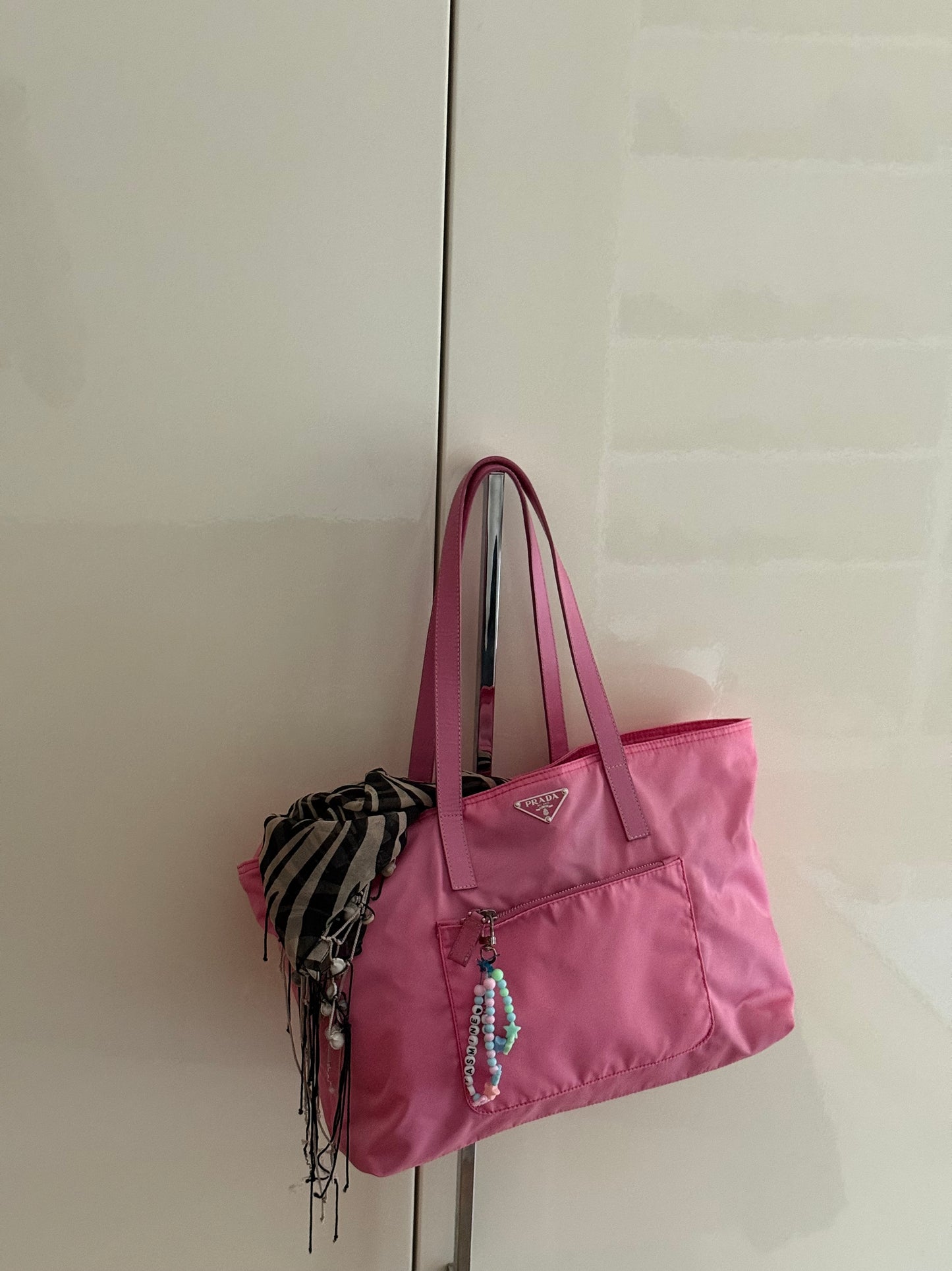 Prada pink nylon tote