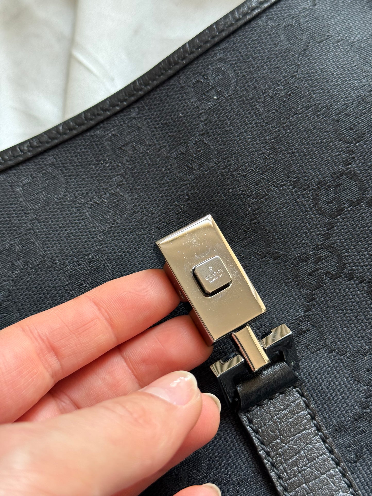 Gucci Jackie monogram nero hardware argento era Tom Ford ottime condizioni