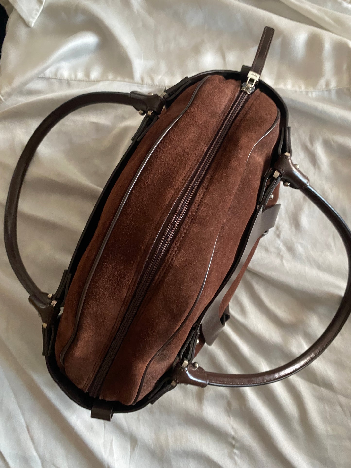 Salvatore Ferragamo chocolate suede bag