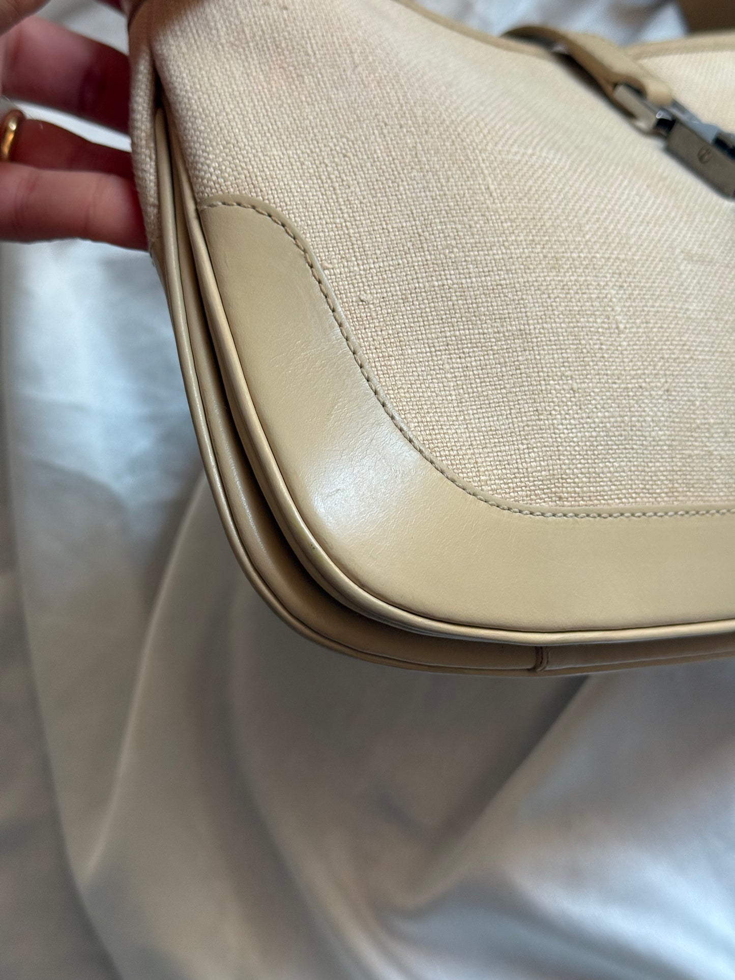 Gucci Jackie small era Tom ford vitello beige e lino