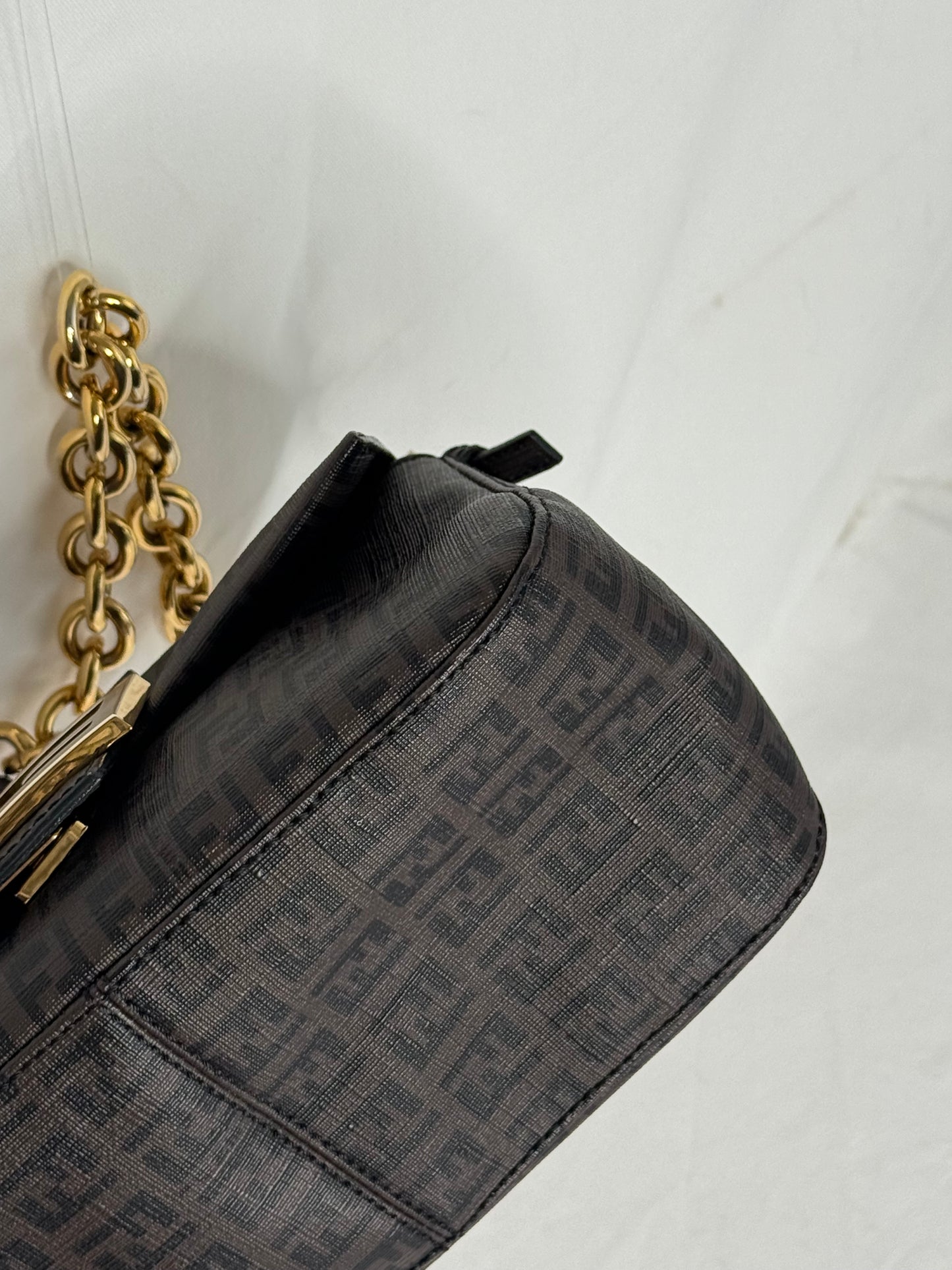 Fendi mini mamma baguette spalmati brown