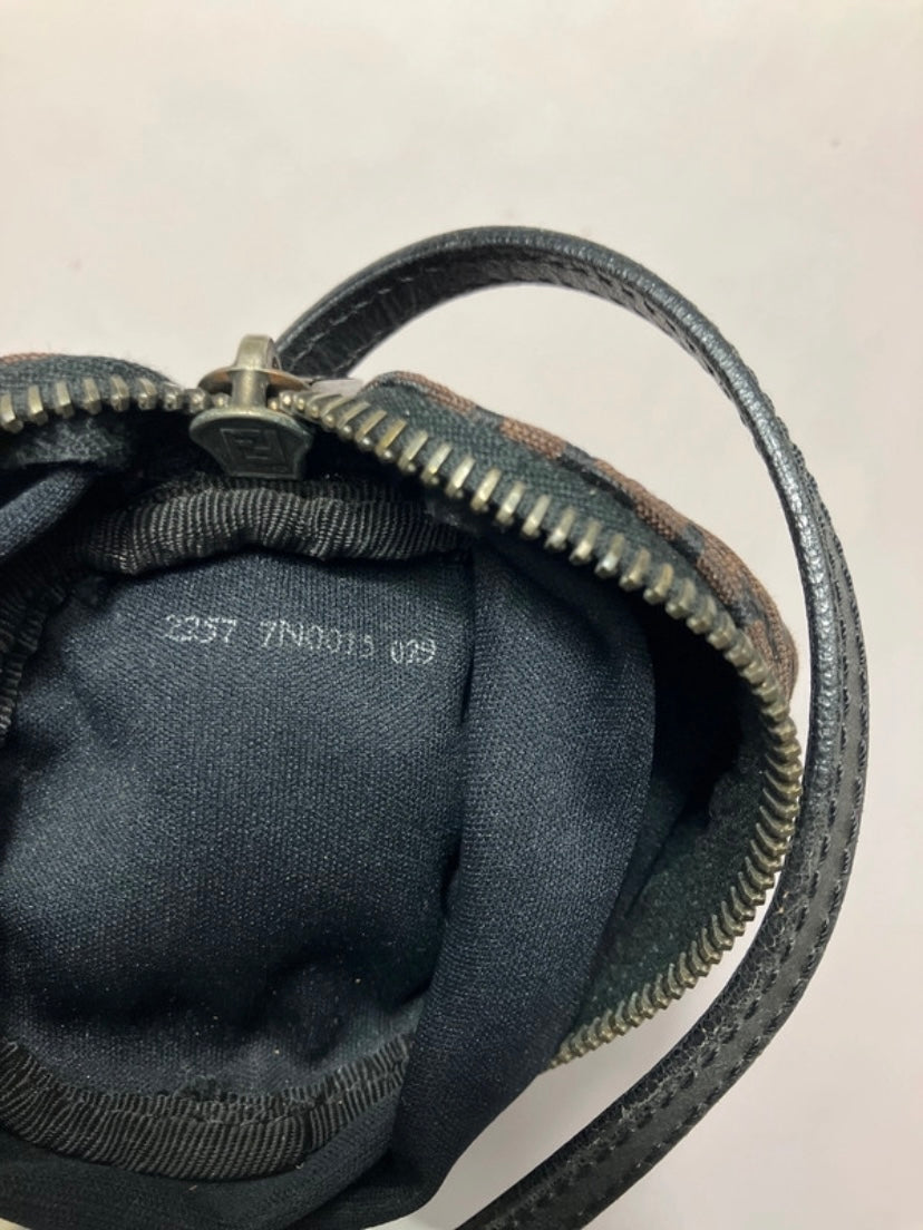 Fendi round mini clutch zucchini brown
