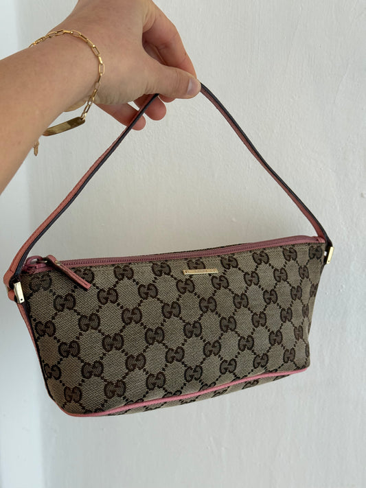 Gucci boat monogram marrone e rosa