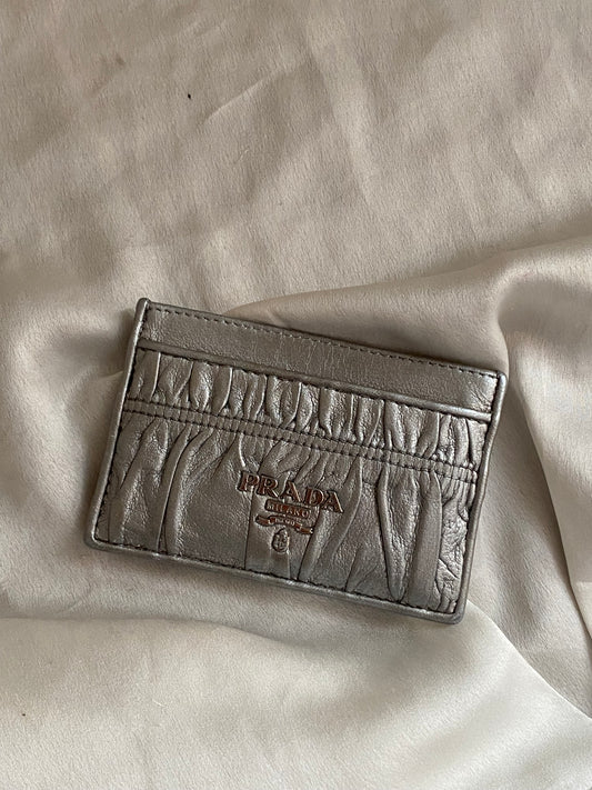 Prada silver card holder
