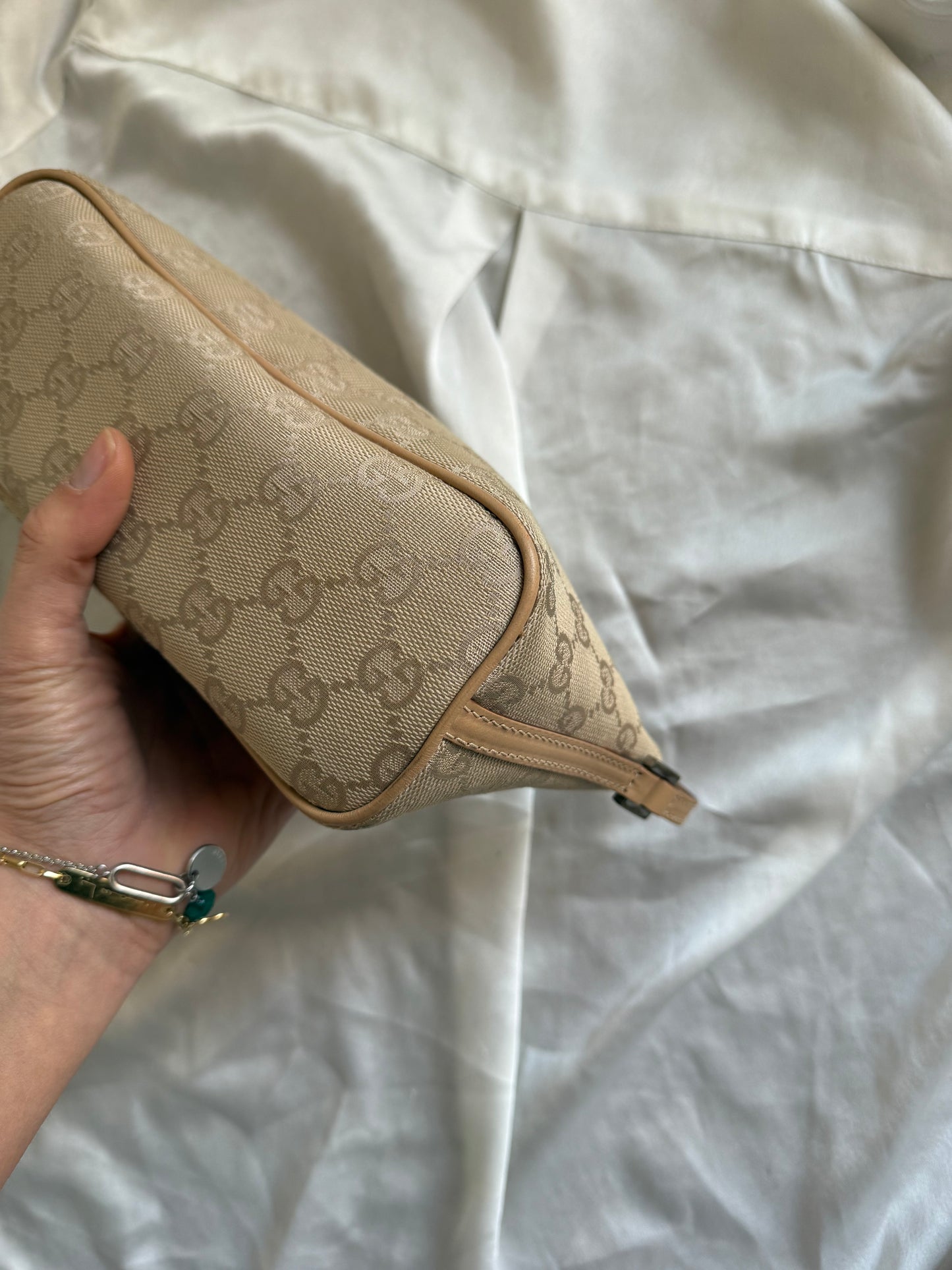 Gucci boat monogram pelle beige chiaro