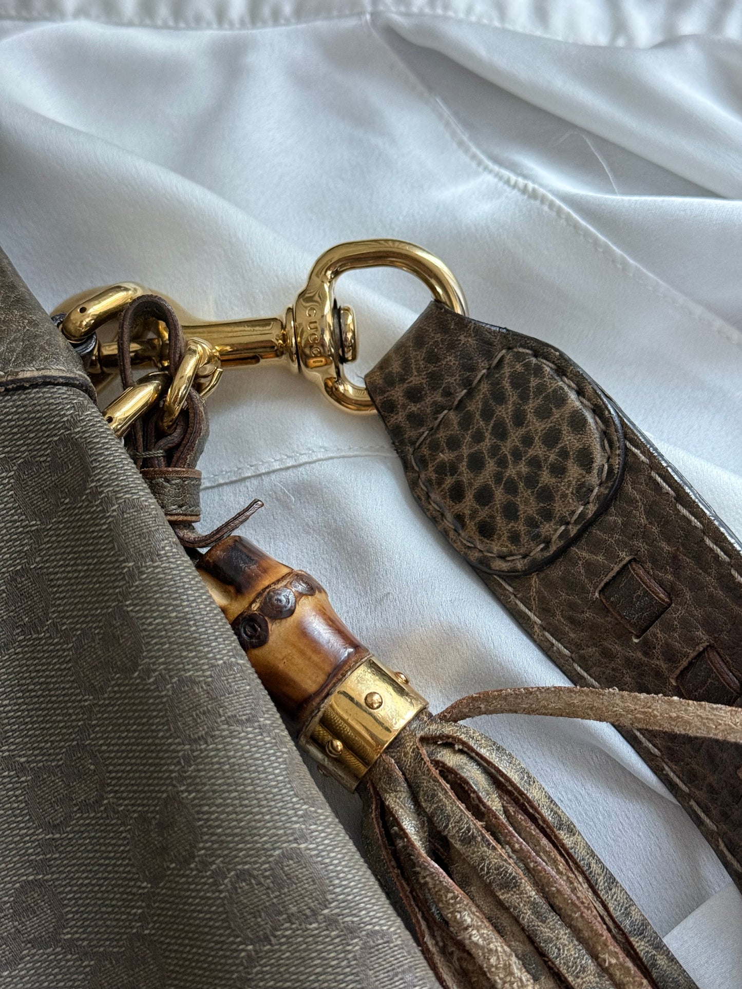 Gucci new Jackie hobo era Frida Giannini monogram khaki