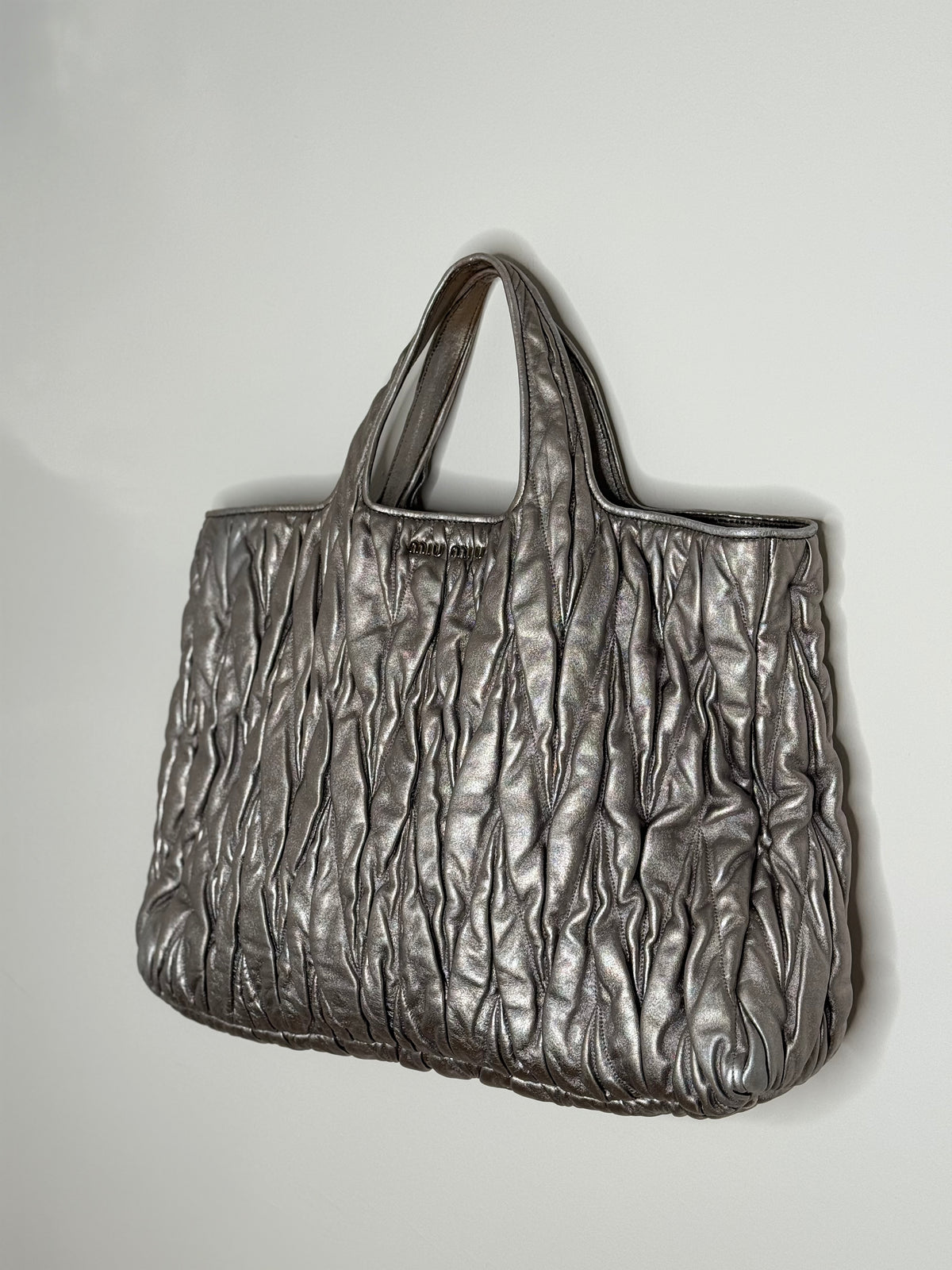 Miu Miu shopping tote argento