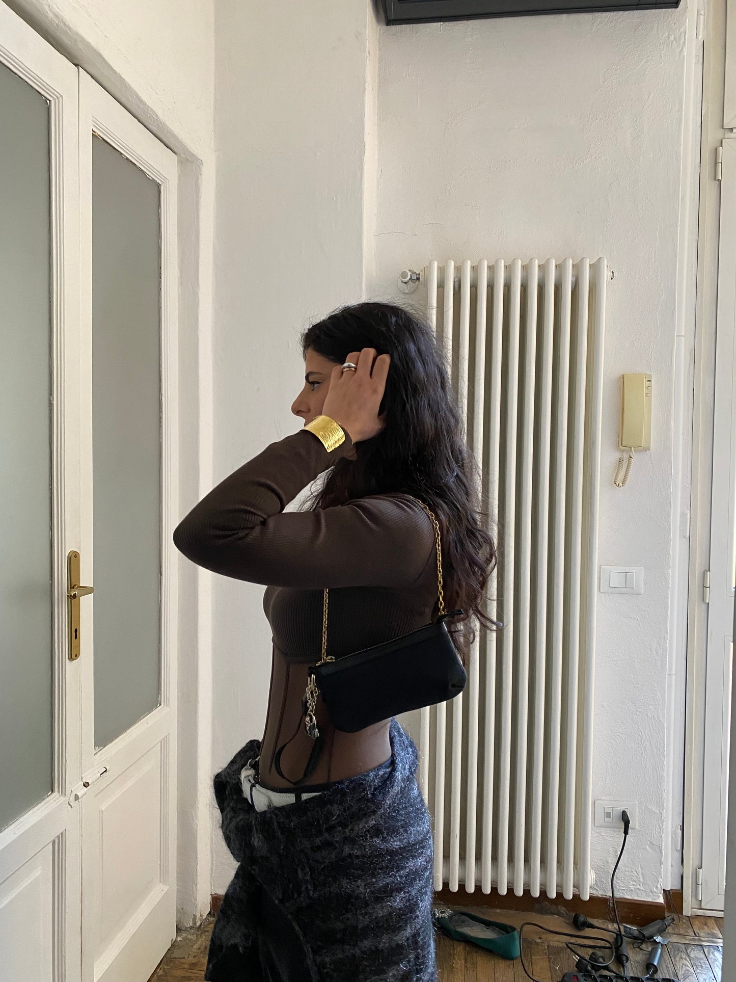 Gucci black monogram web clutch