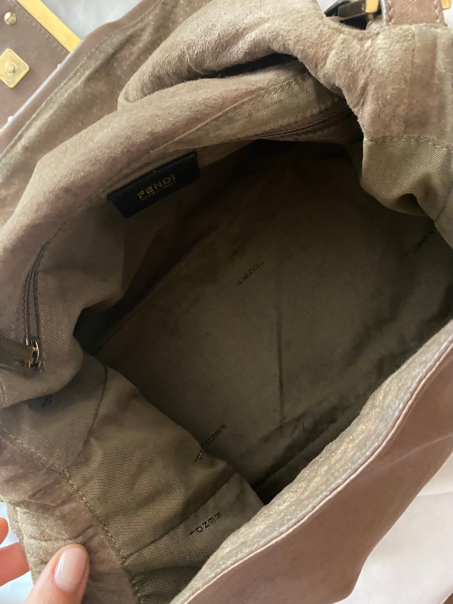 Fendi Mamma Baguette in Brown Marble Leather