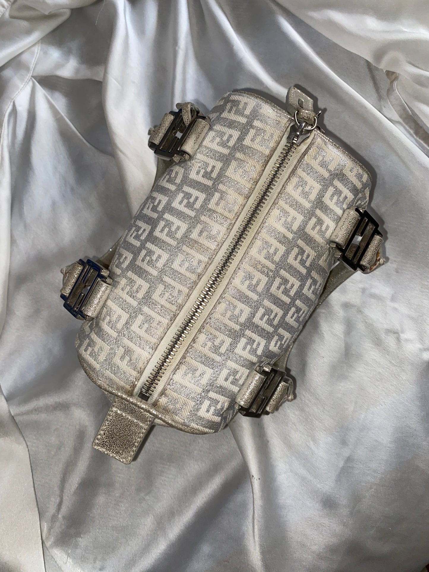 Fendi mini monogram zucchini bag in silver
