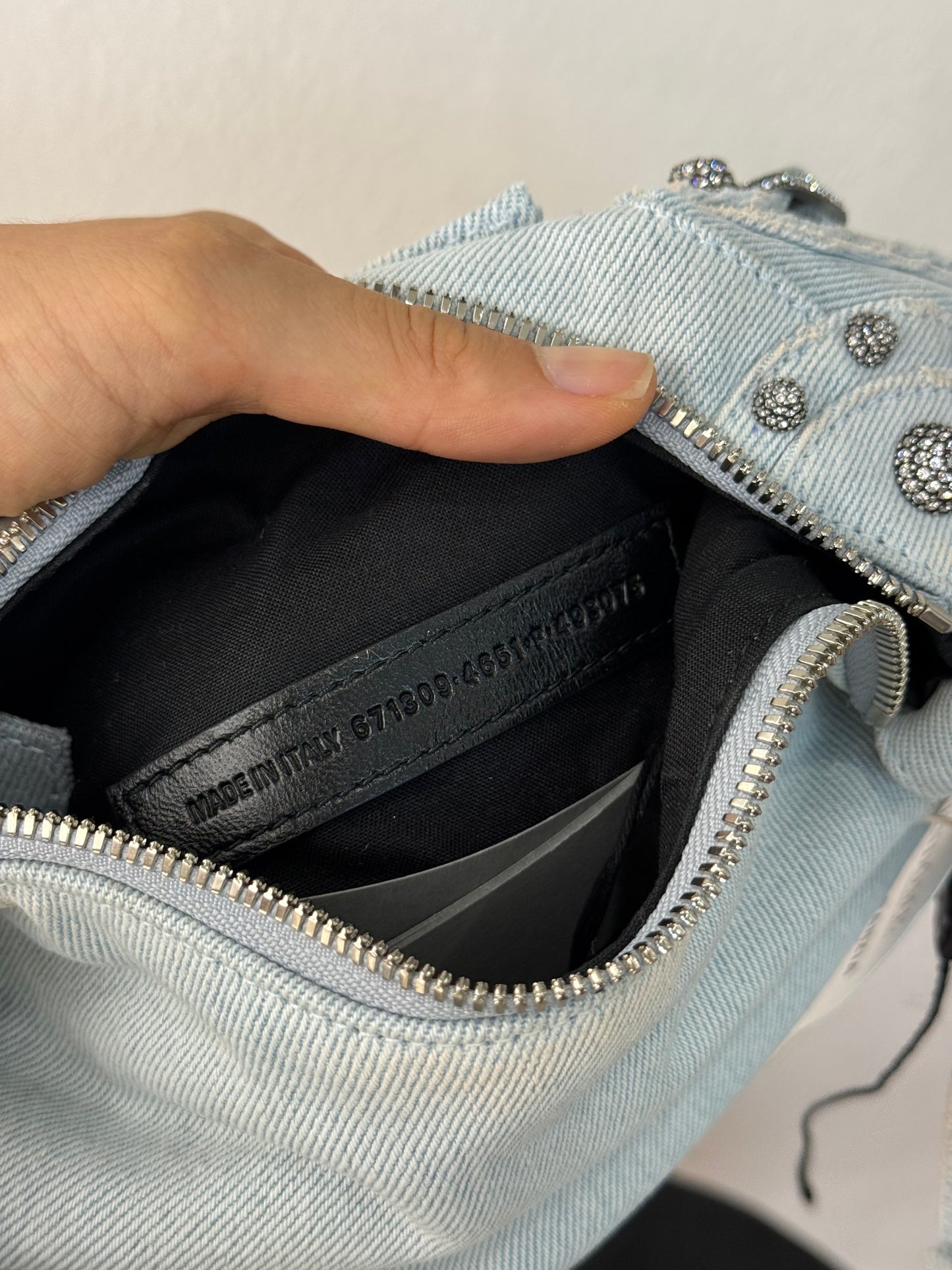 Balenciaga cagole XS denim e cristalli s/s 2023