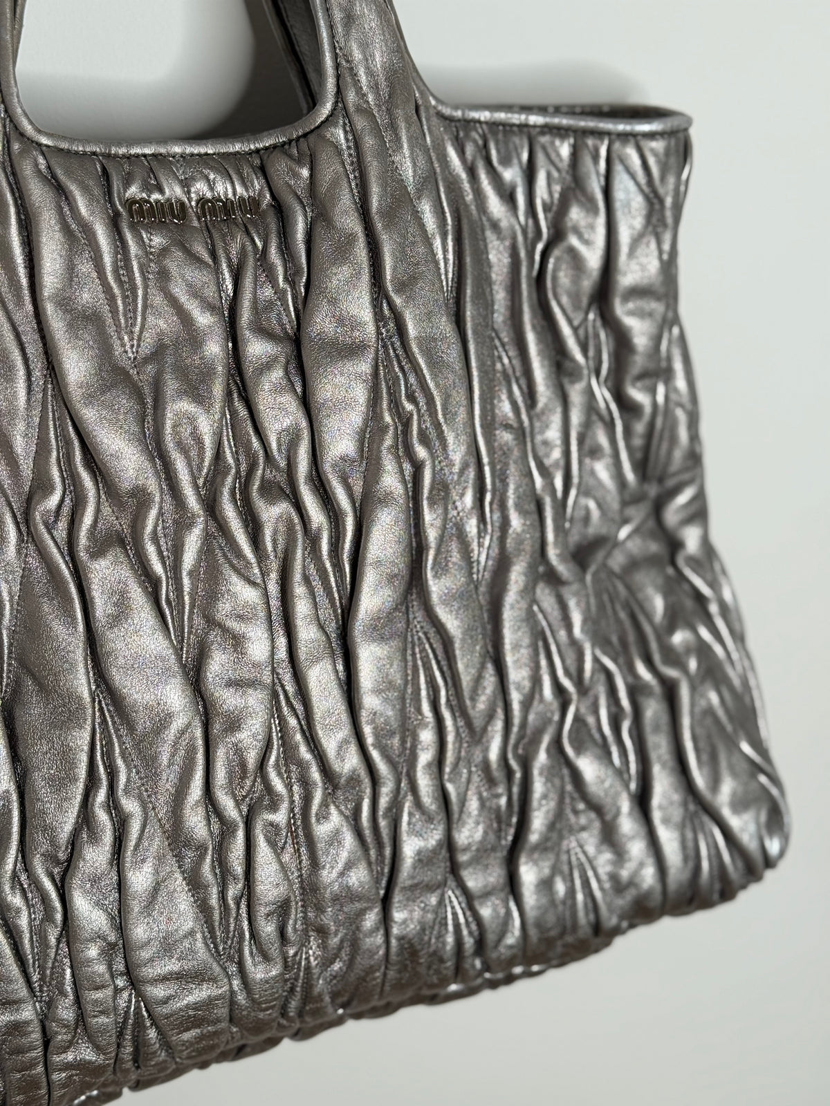 Miu Miu shopping tote argento