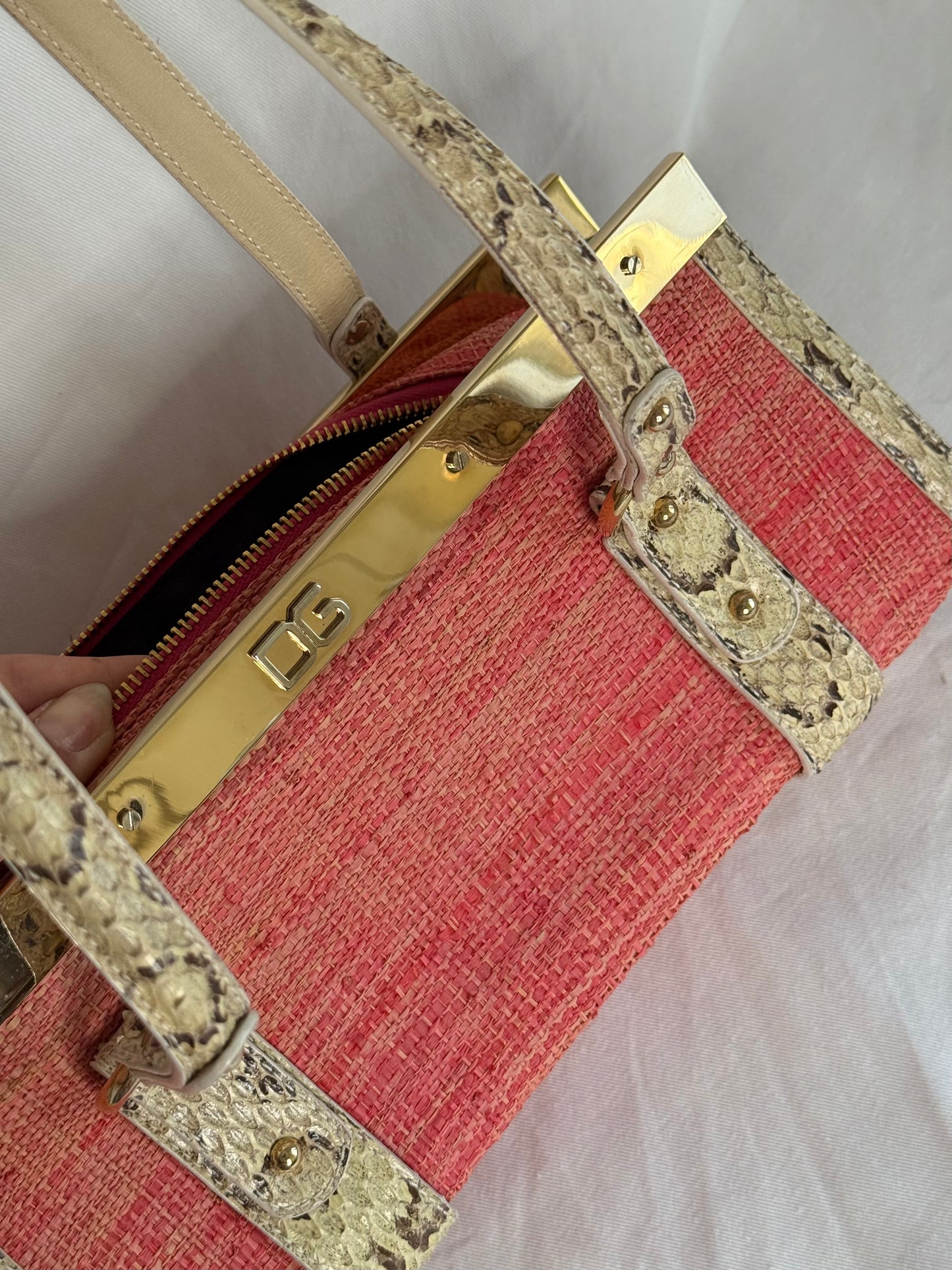 Dolce&Gabbana rafia rosa e pitone