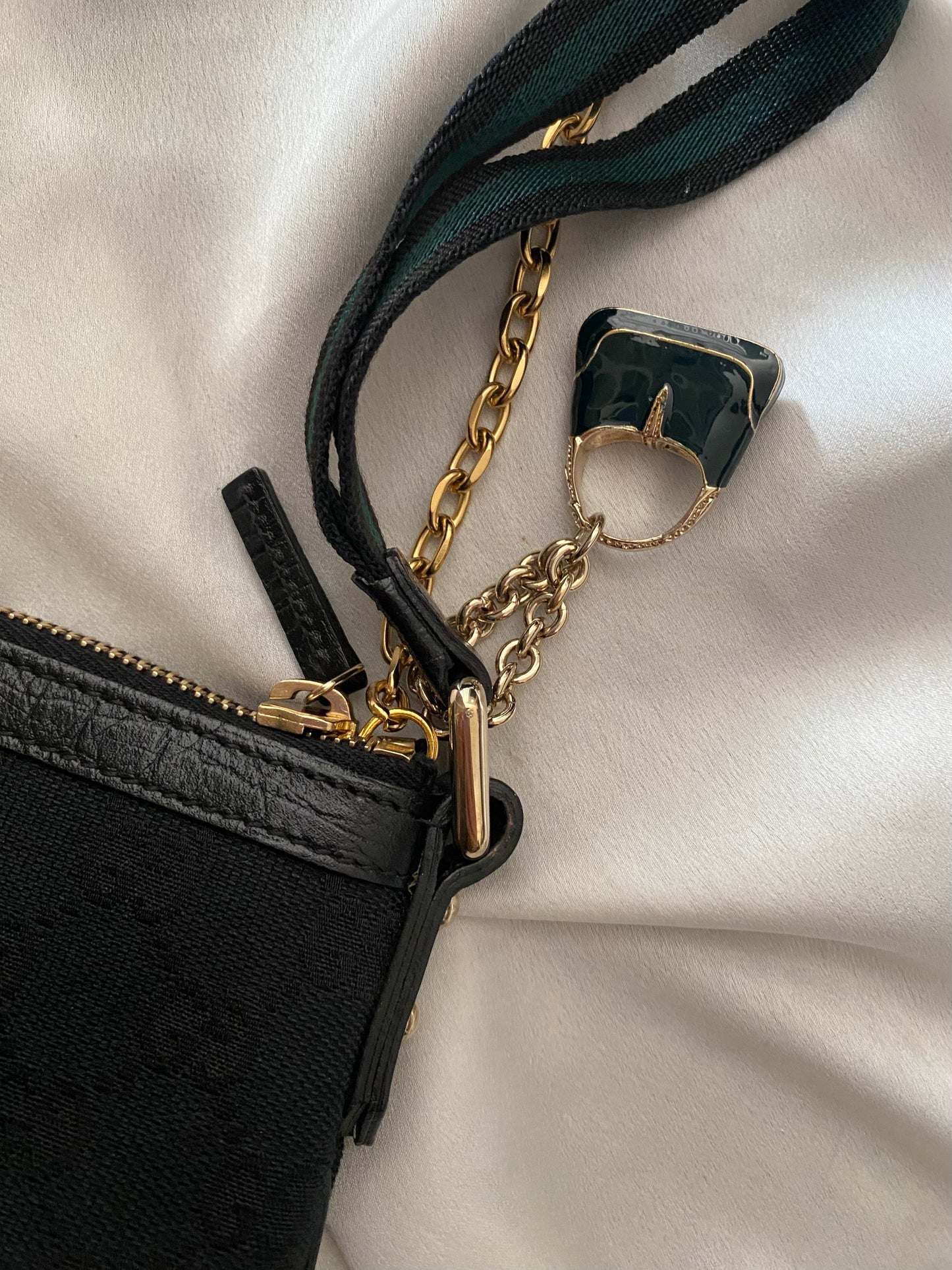 Gucci black monogram web clutch