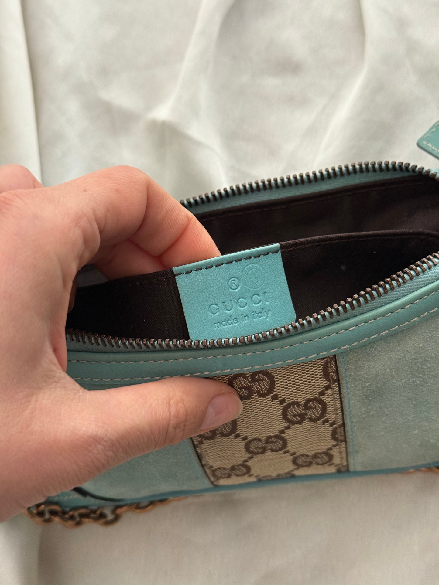 Gucci nailhead pochette azzurro