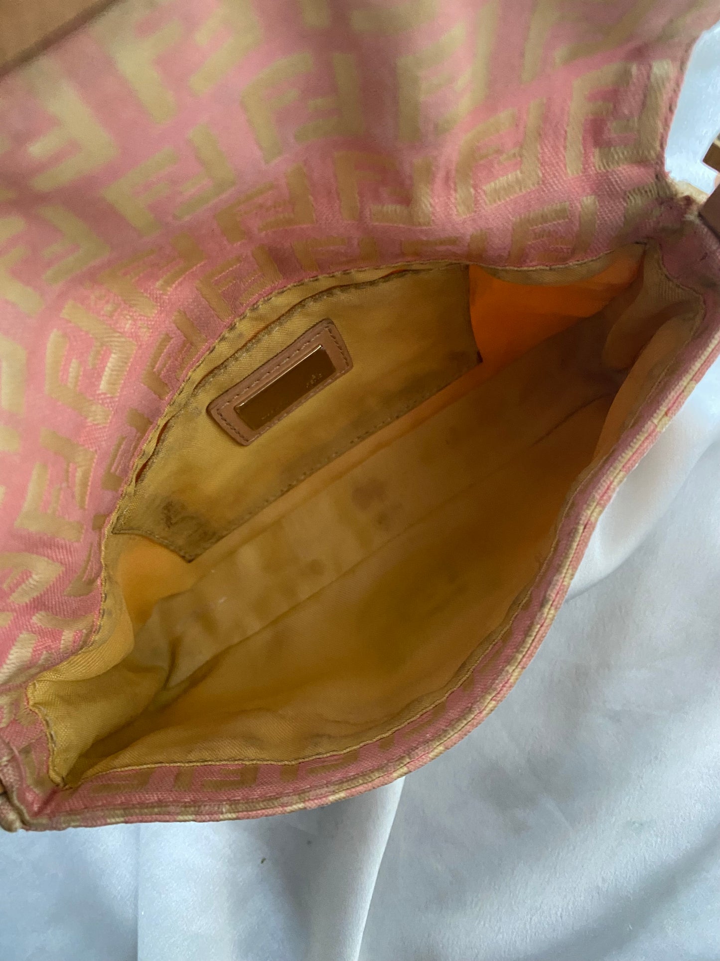 Fendi mini baguette pink monogram zucchini