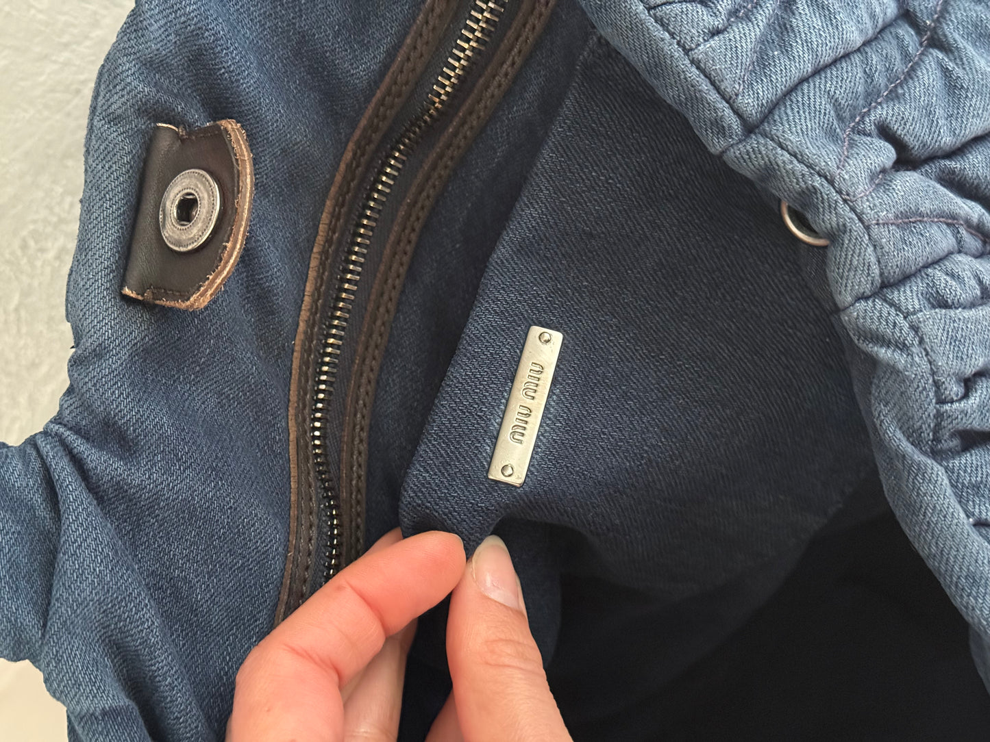 Miu Miu denim shopping tote