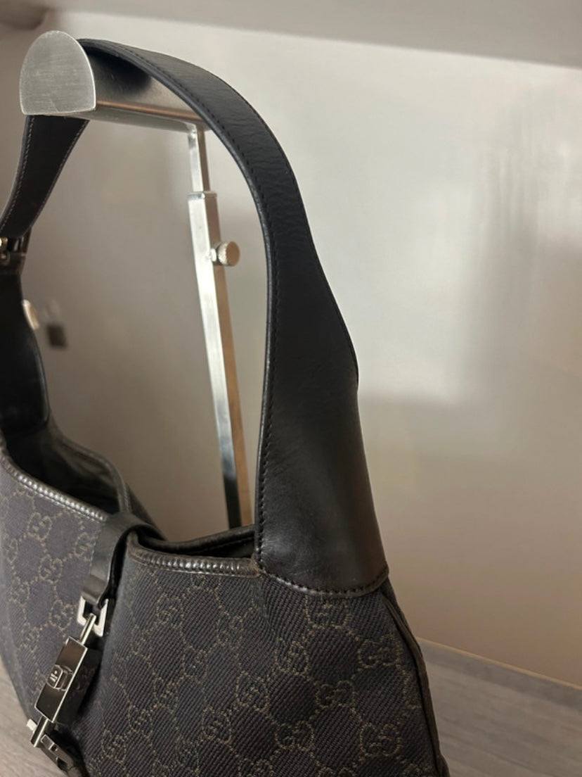 Gucci Jackie black denim brown monogram