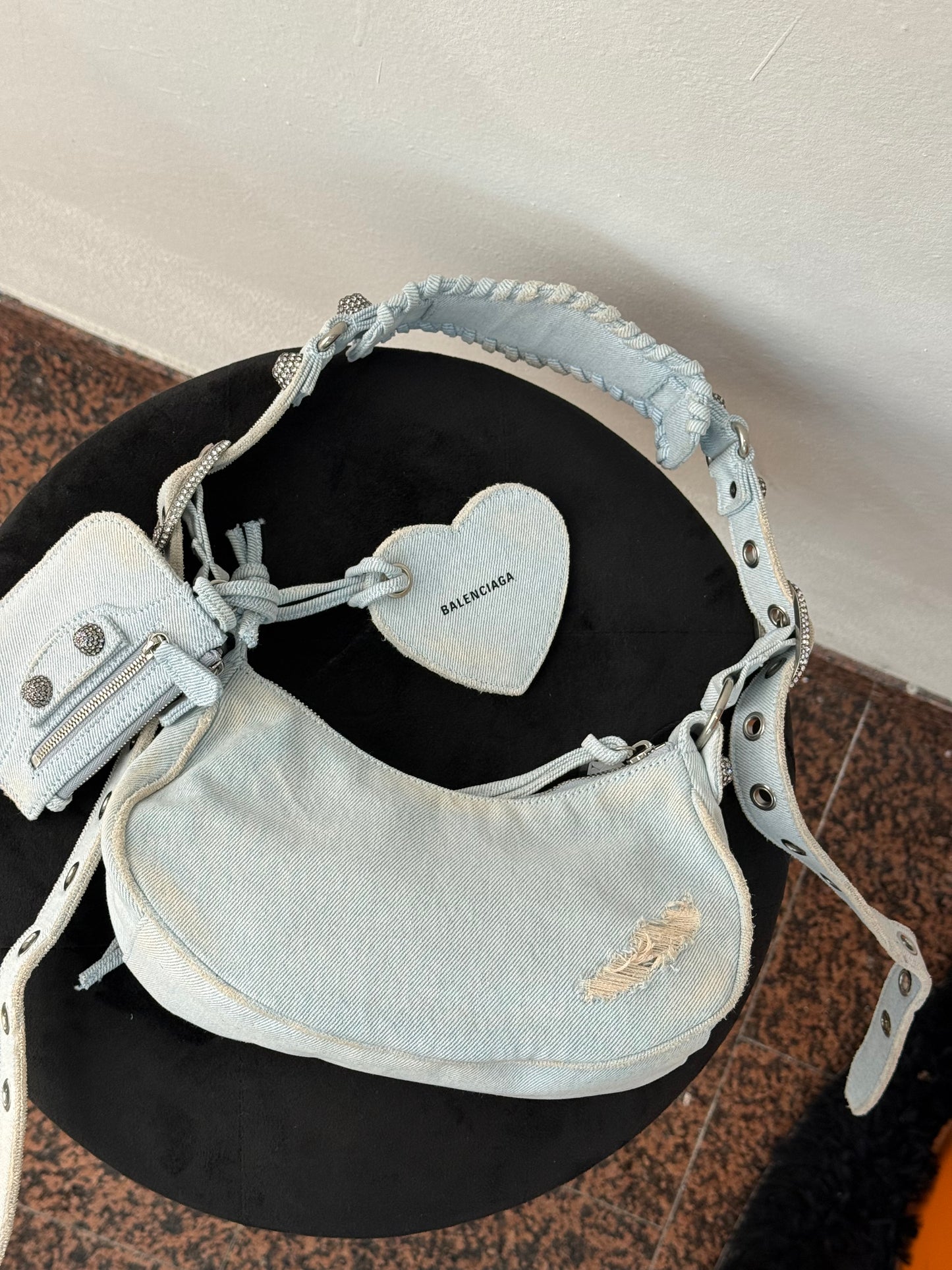 Balenciaga cagole XS denim e cristalli s/s 2023