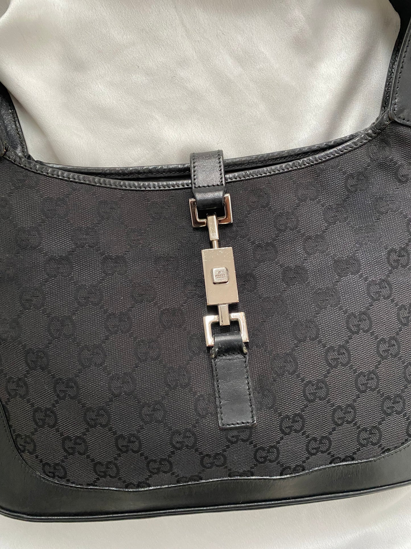 Gucci Jackie monogram black silver hardware era Tom Ford