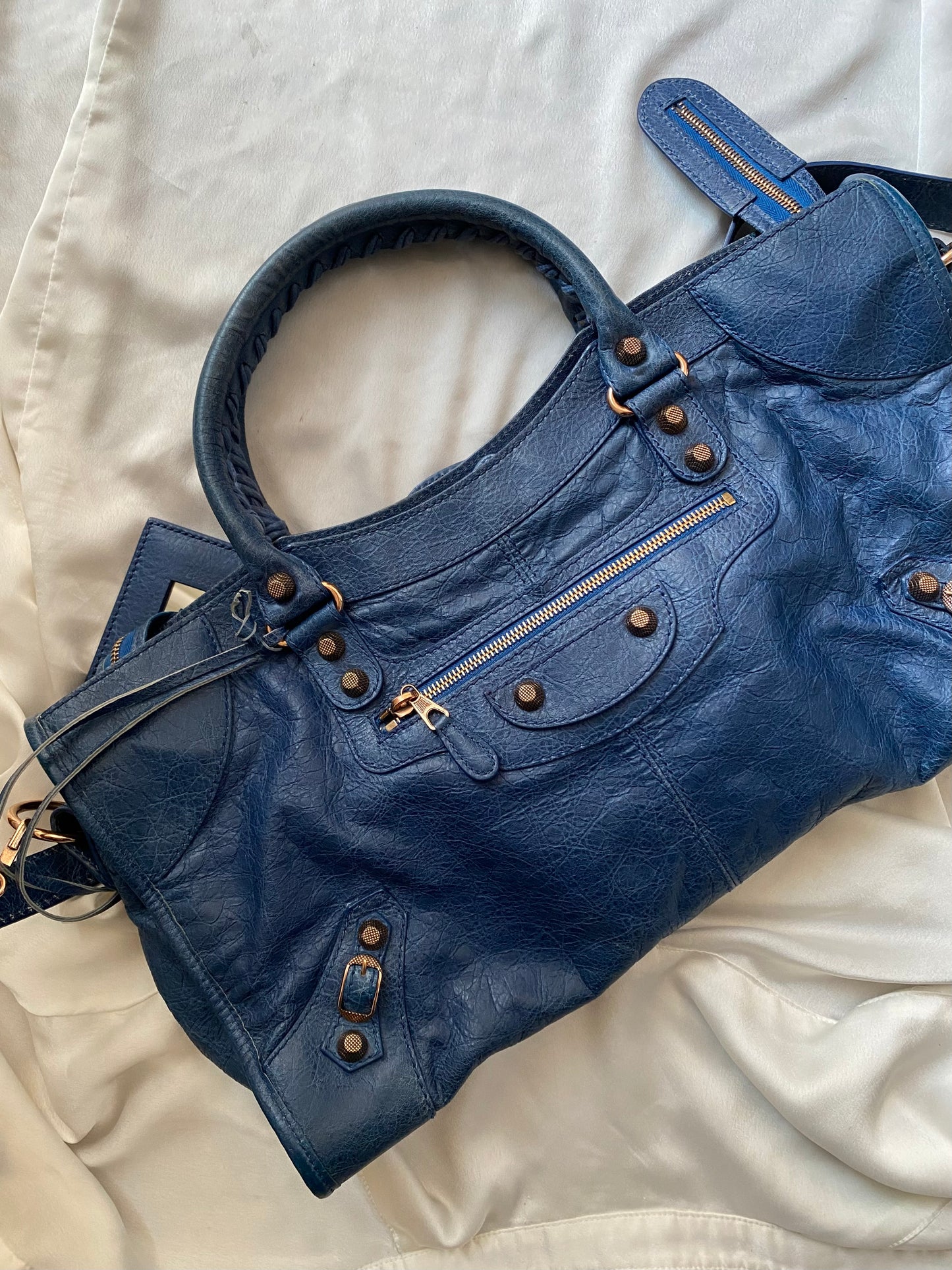 Balenciaga city bleu cobalt s/s 2012 giant hw rose gold