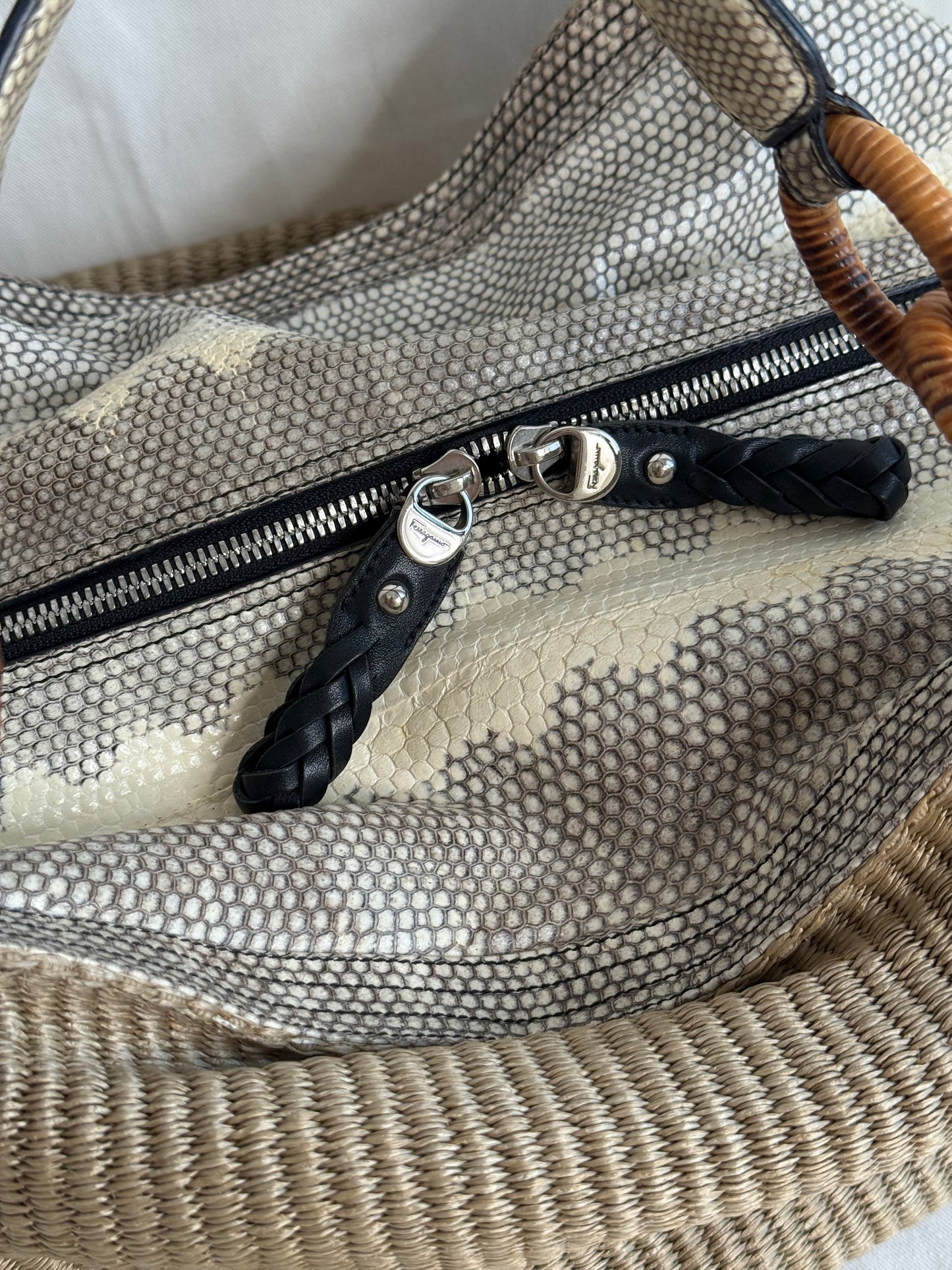 Salvatore Ferragamo rafia e pitone