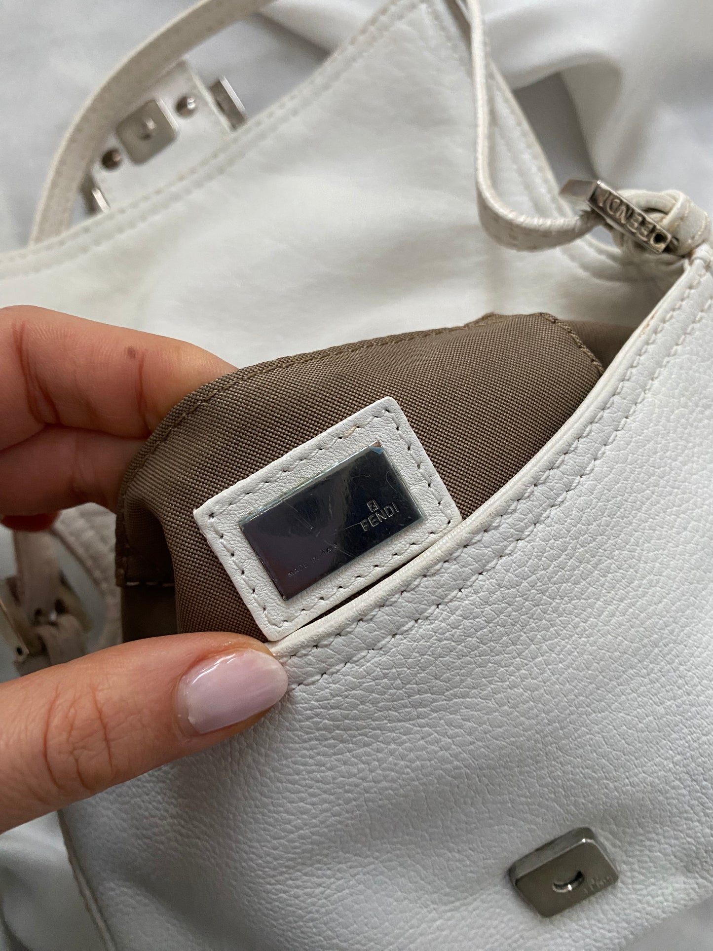 Fendi mini mom white leather
