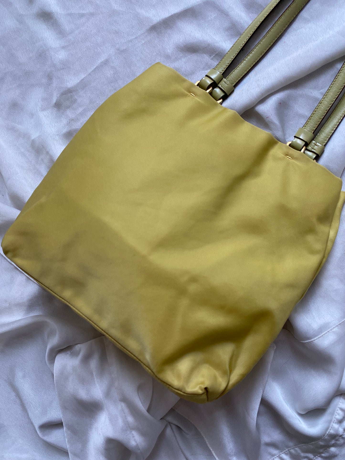 Prada lime yellow nylon tote
