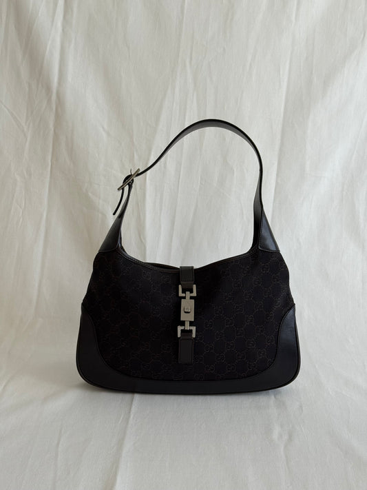 Gucci Jackie monogram denim chocolate brown