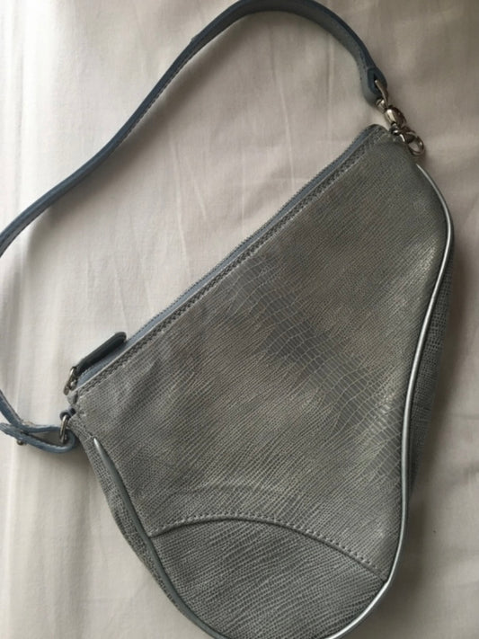 Dior mini saddle blue lizard