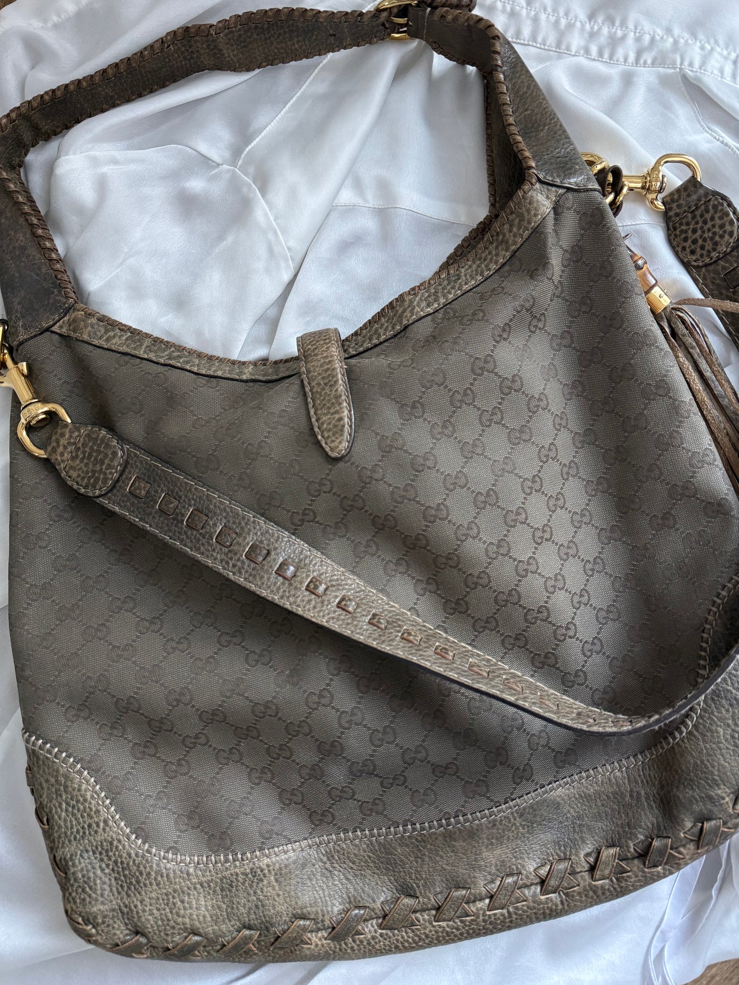 Gucci new Jackie hobo era Frida Giannini monogram khaki