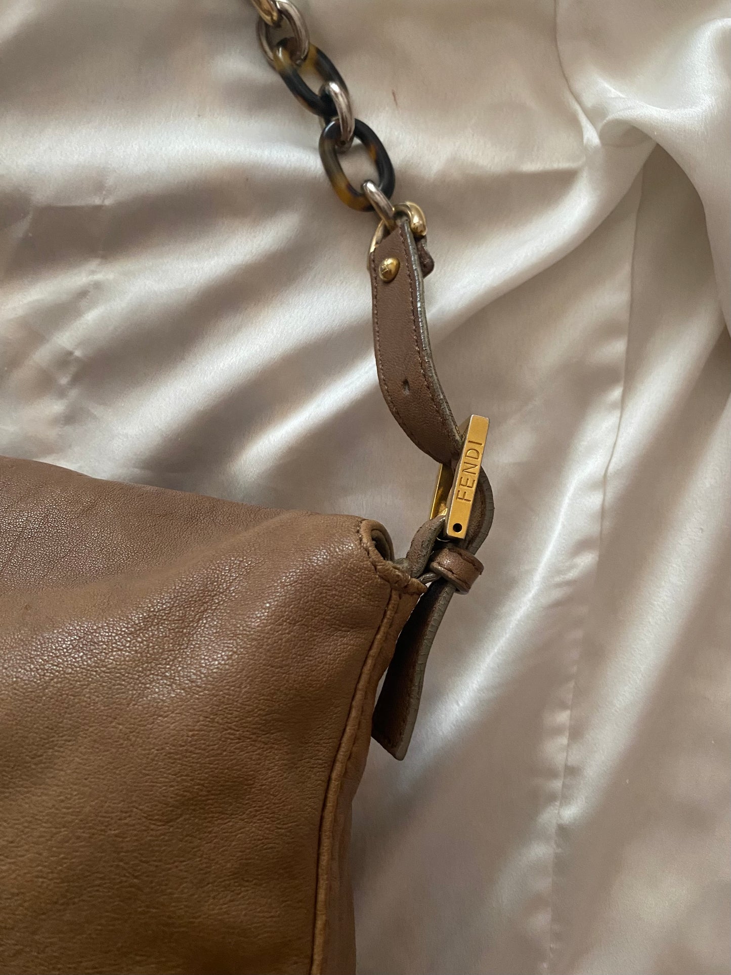 Fendi Mamma Baguette in Brown Marble Leather