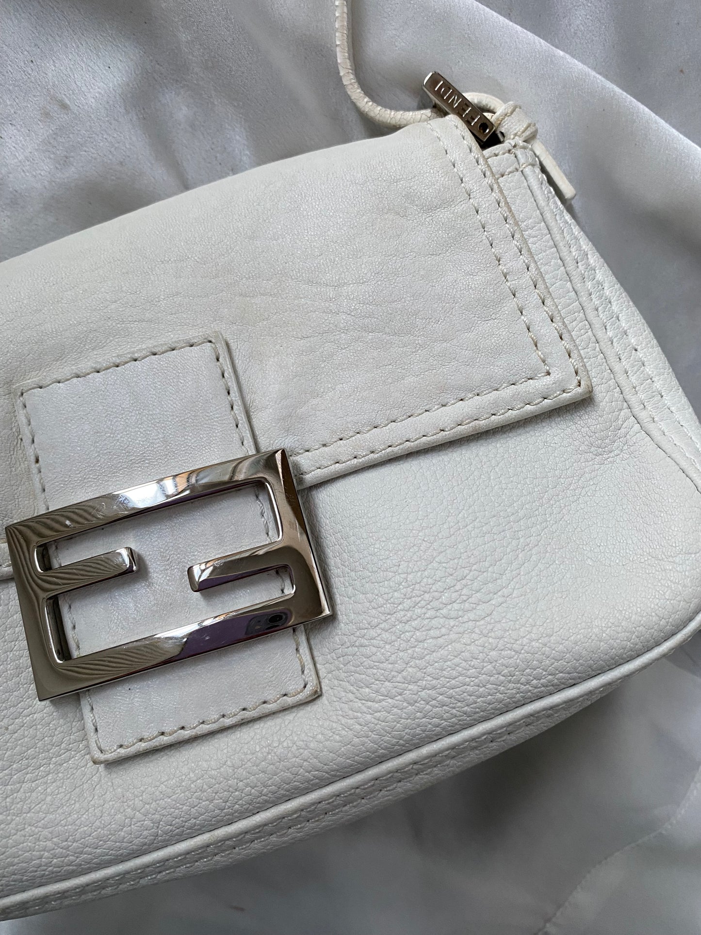 Fendi mini mom white leather