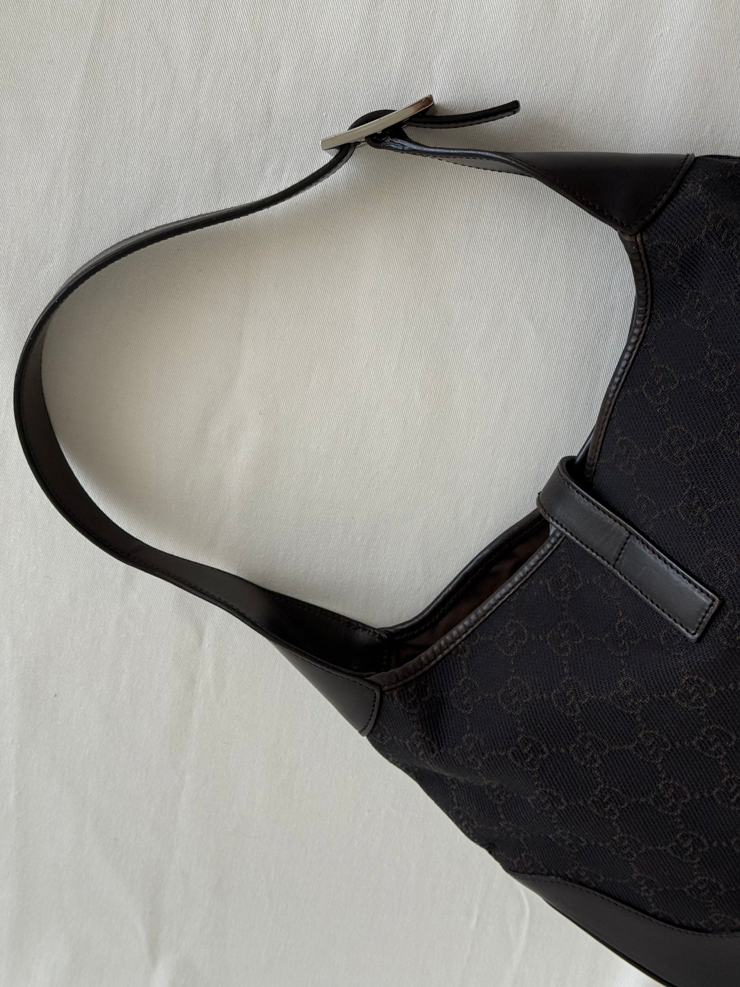 Gucci Jackie monogram denim chocolate brown