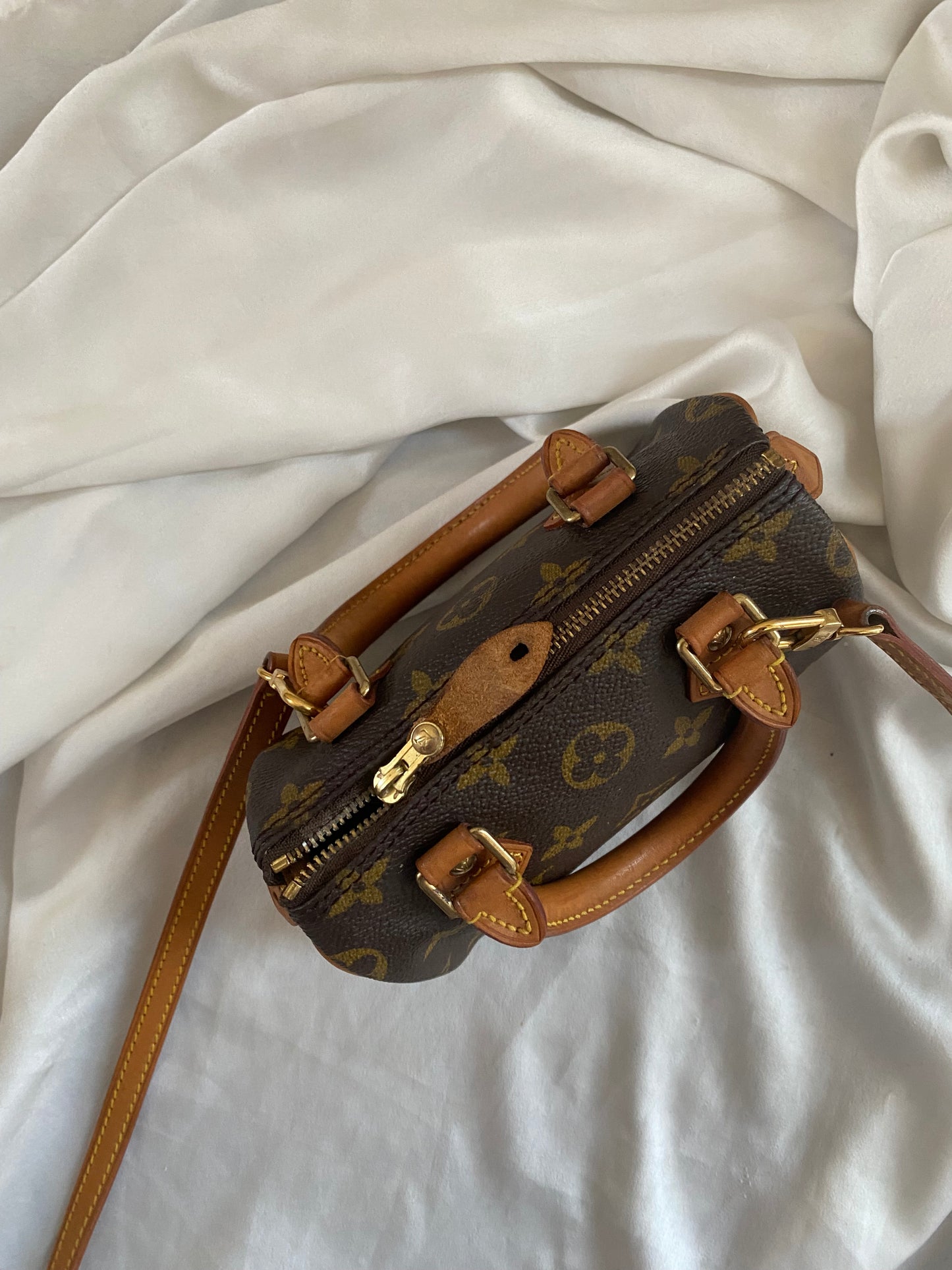 Louis Vuitton Nano Speedy monogram with shoulder strap