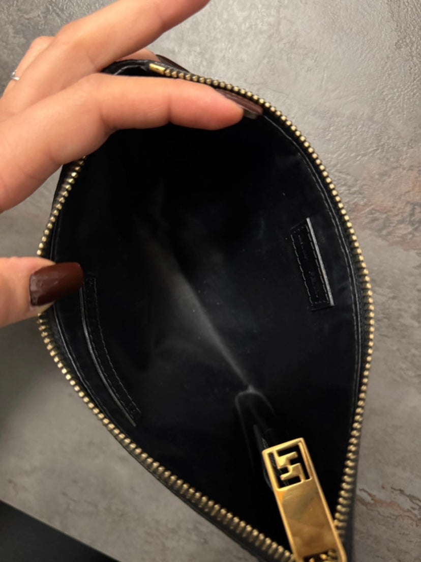 Fendi black zucchini clutch bag
