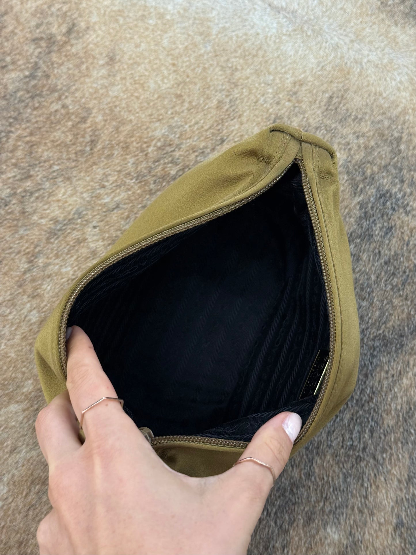 Prada tessuto pochette khaki gold