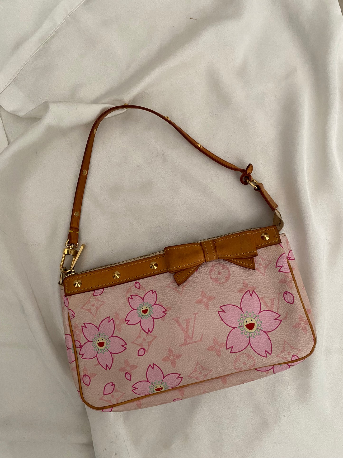 Louis Vuitton pink cherry blossom accessory clutch bag Takashi Murakami