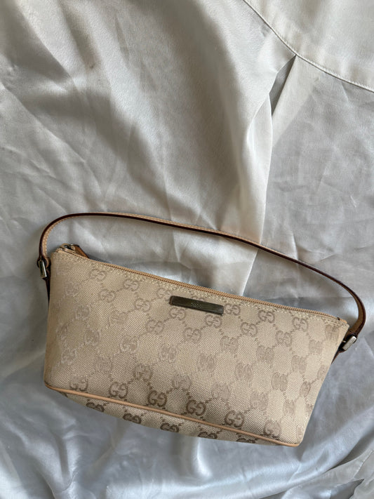Gucci boat monogram pelle beige chiaro