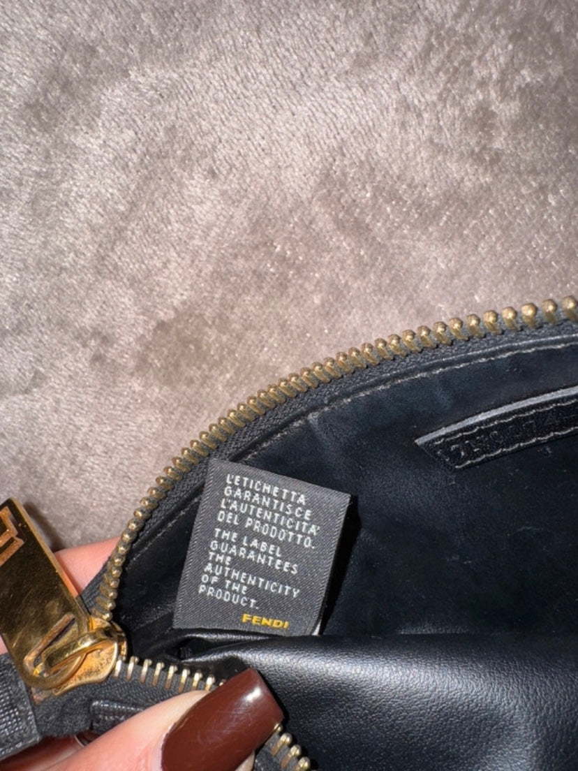 Fendi black zucchini clutch bag