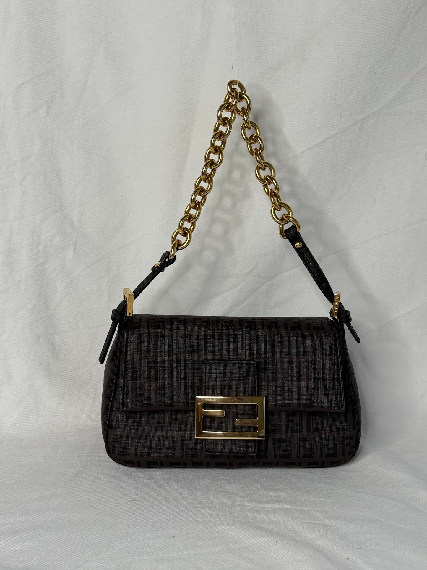 Fendi mini mamma baguette spalmati brown