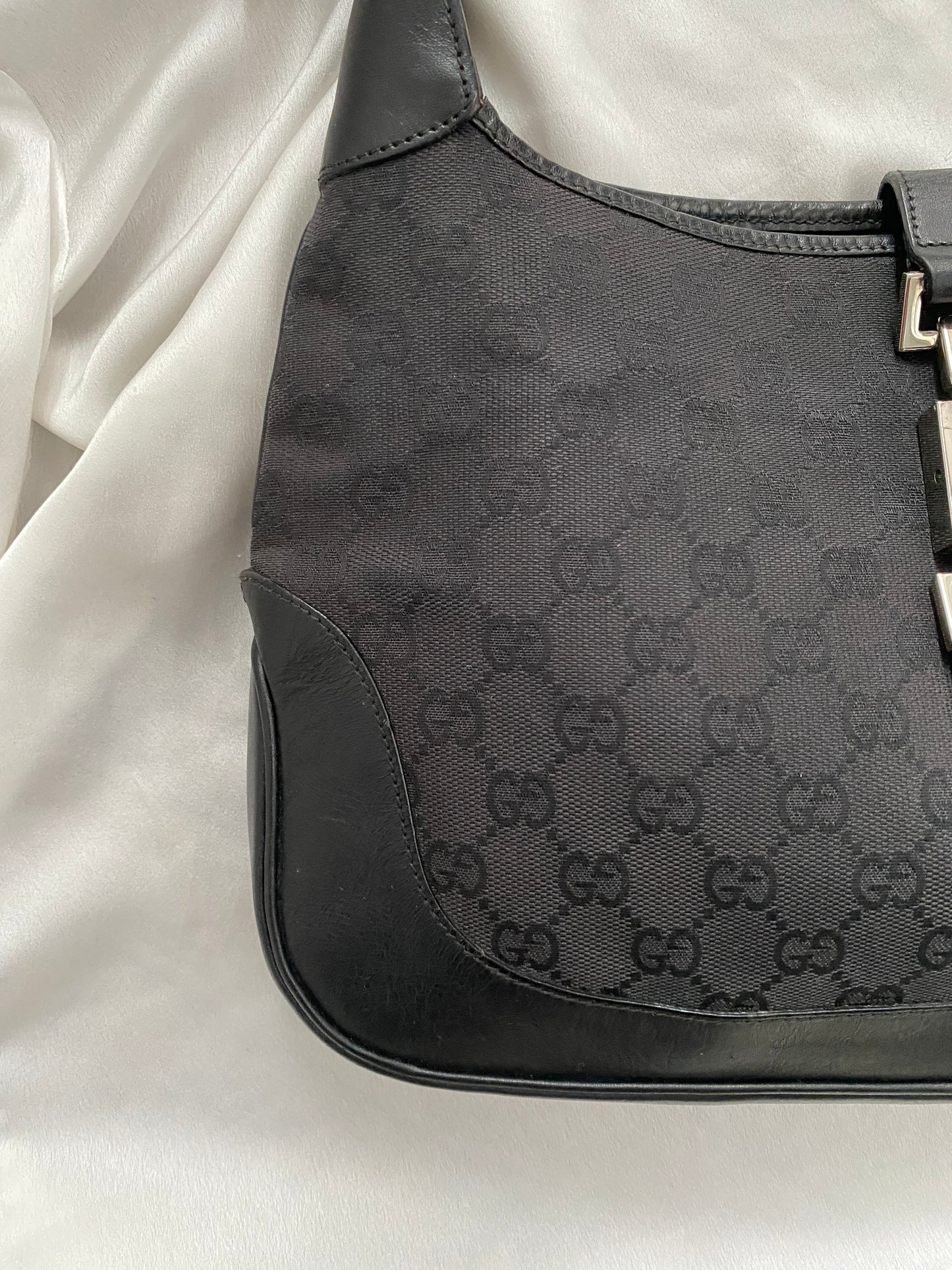 Gucci Jackie monogram black silver hardware era Tom Ford